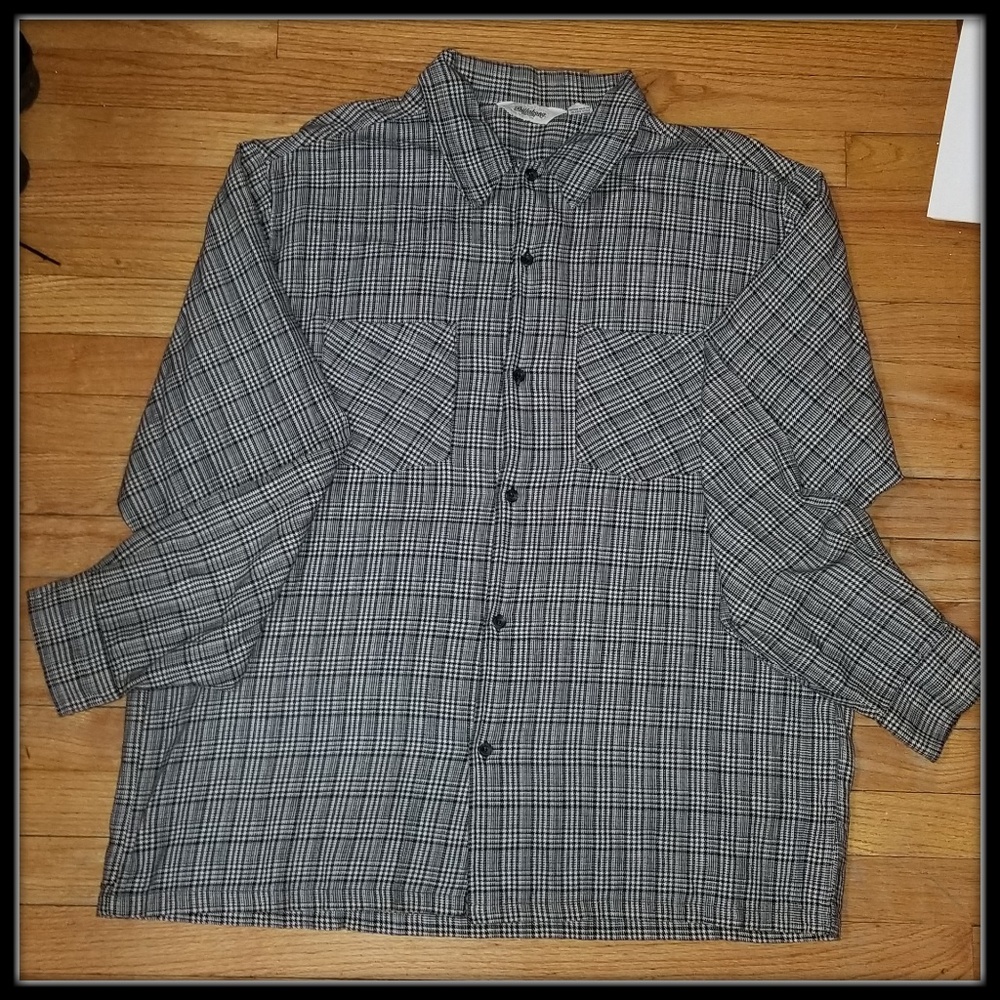 Men's plaid long sleeve button down shirt, XL